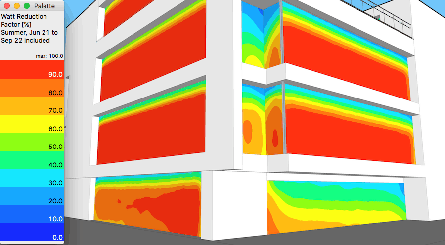 Reduction factor visualised on model